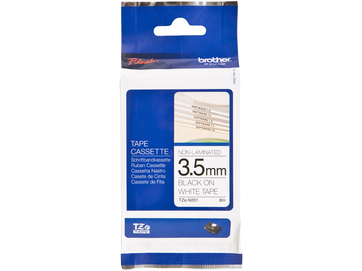 Schriftbandkassette Brother TZe-N201, 3.5mm×8m, sw