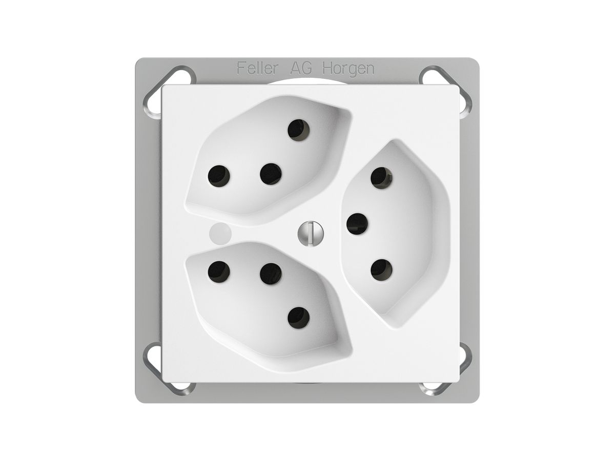 EB-Steckdose EDIZIOdue 3×T13 weiss mit LED grün
