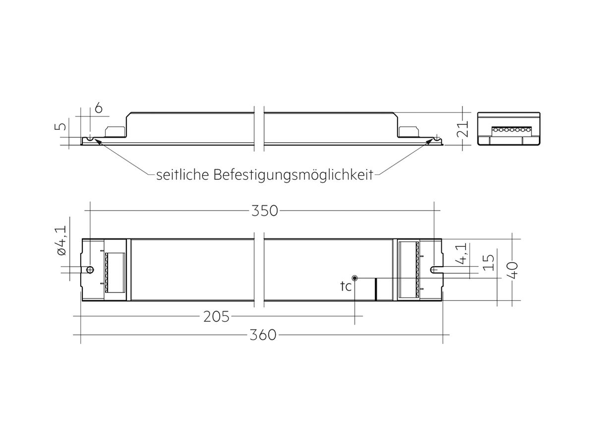 LED-Konverter Tridonic LCA 350…1050mA, 100W, 360×40×21mm