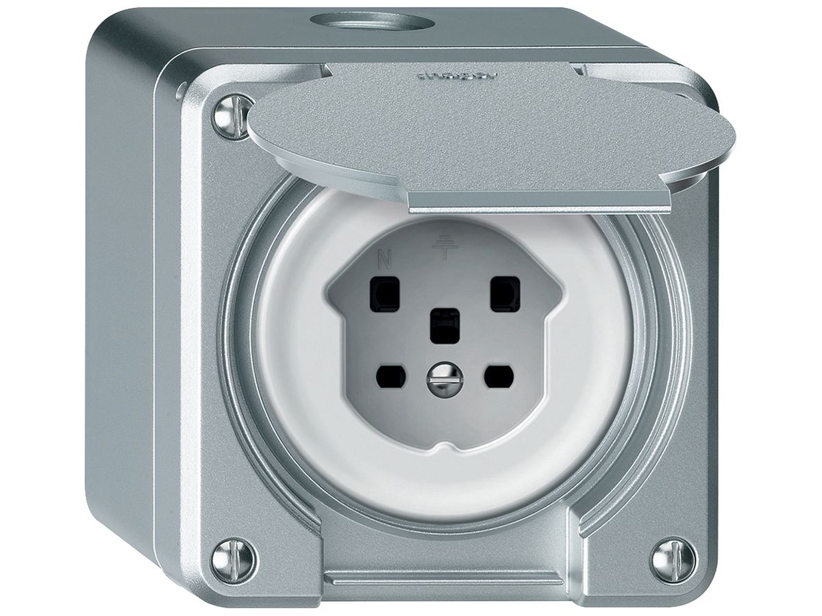 AP-Steckdose robusto 1×T25 16A 400V 86×86mm IP21 Aluminium