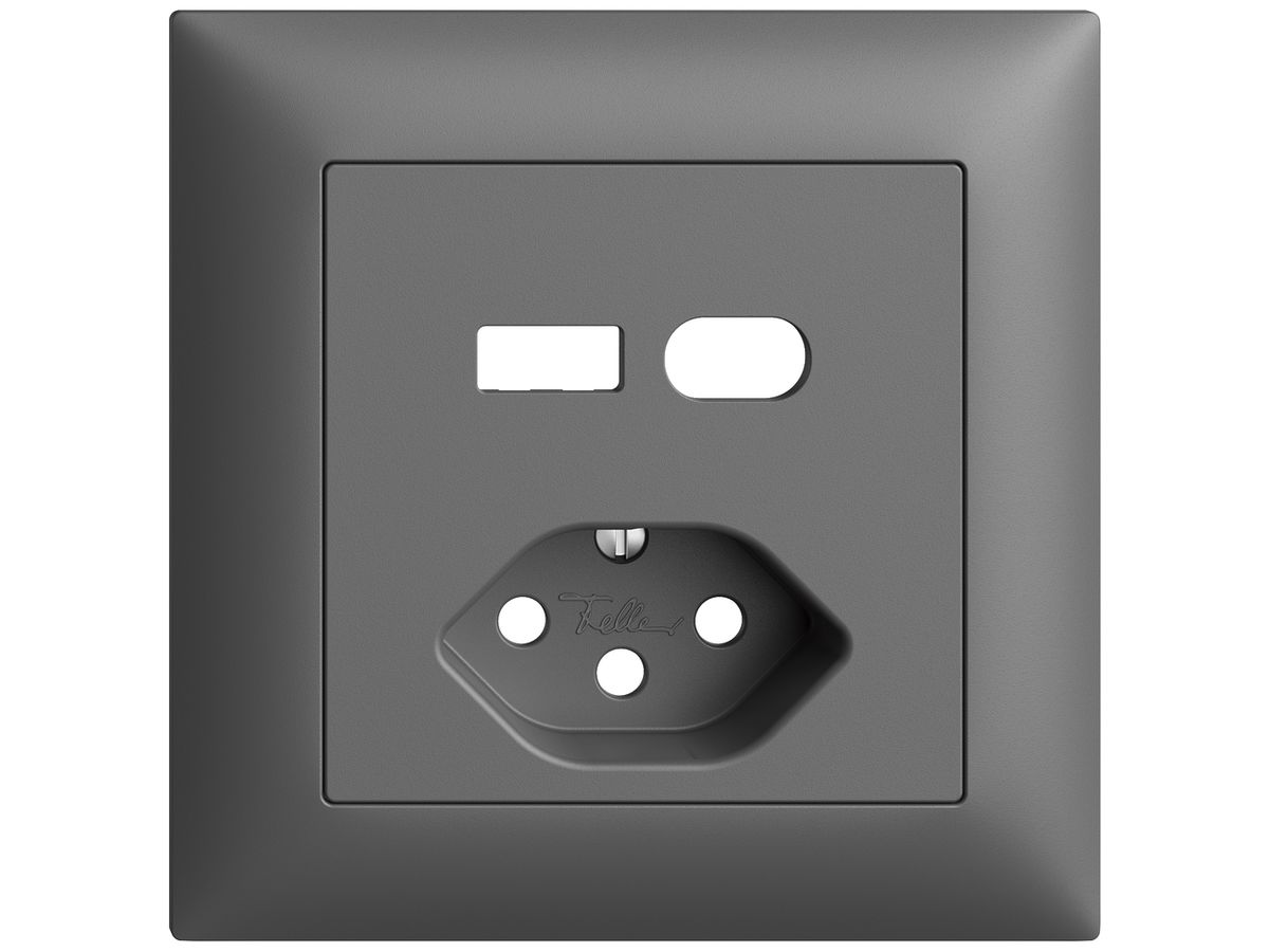 UP-Montageset Feller EDIZIOdue für Steckdose USB Typ A+C + Typ 13 dunkelgrau