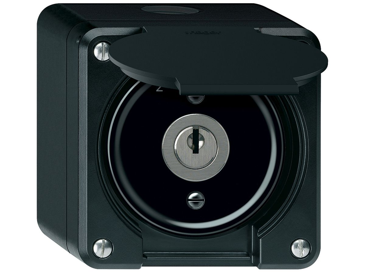 AP-Schlüsselschwenktaster robusto 1P 2NO 2CO 20A 250V 86×86mm schwarz