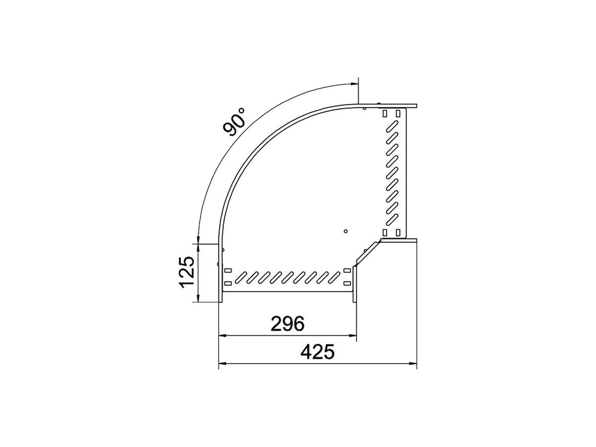 Bogen BET RB 90° 60×300mm Edelstahl A4 blank