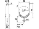 Schnellverleger BET 2056 H-Fuss Metall 82…90mm 1×Kabel Stahl tfZn
