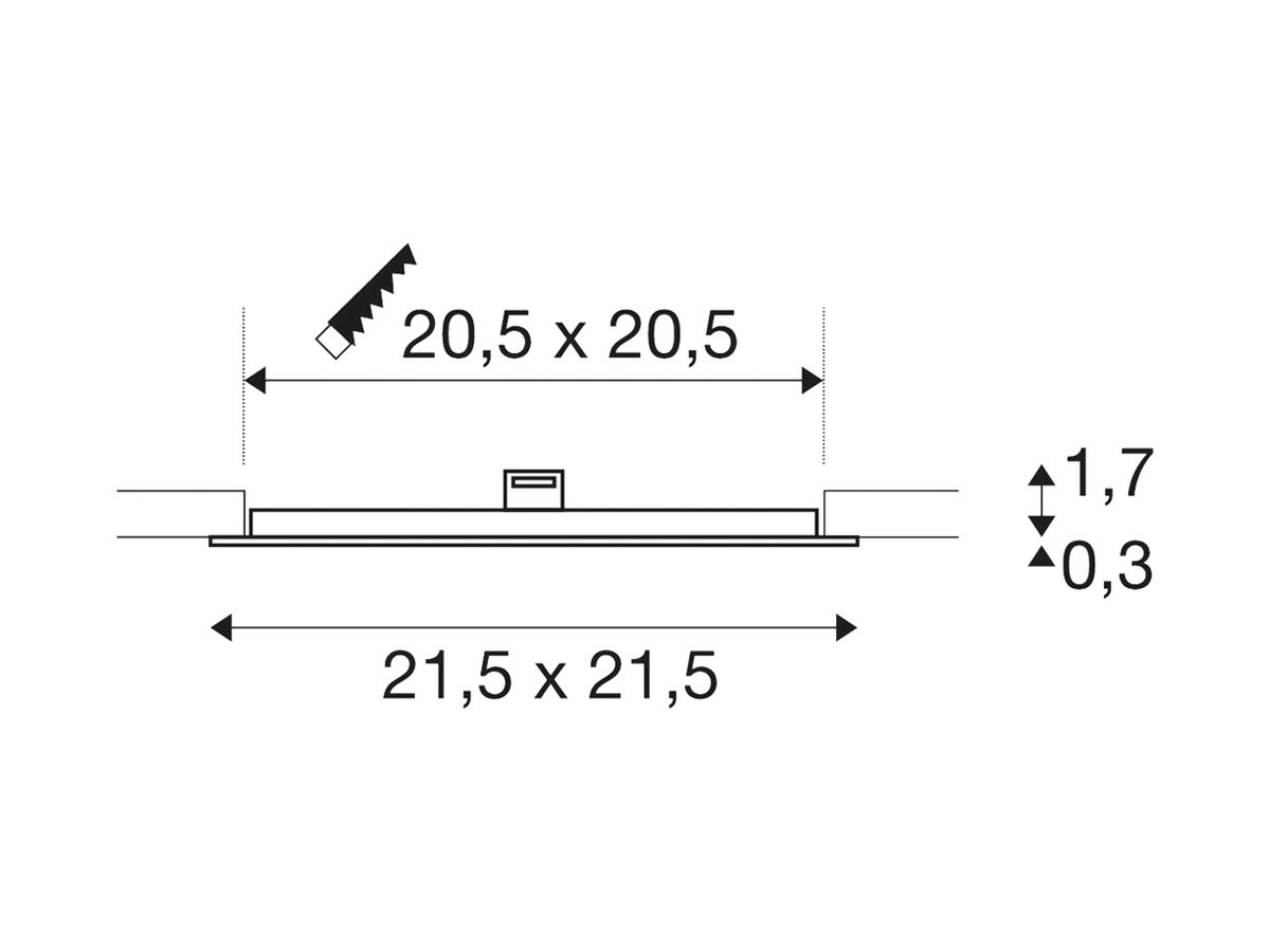 EB-LED-Deckenleuchte SLV SENSER24 SQUARE 500mA 13W 1200lm 3000K EB 205×205mm ws