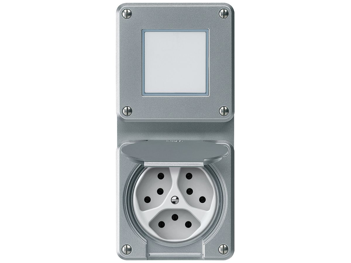 UP-Kombination robusto Wechselschalter Steckdose 3×T13 86×146mm Aluminium