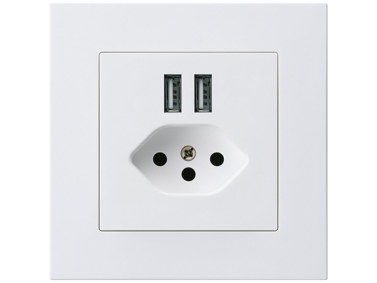 UP-Steckdose 2×USB & T13 kallysto.pro 2400mA weiss