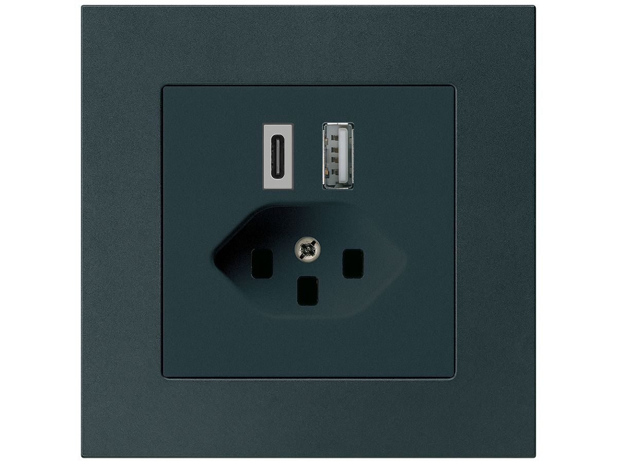 UP-USB-Ladesteckdose kallysto.pro 18W PD 1×Typ A 1×Typ C T23 schwarz