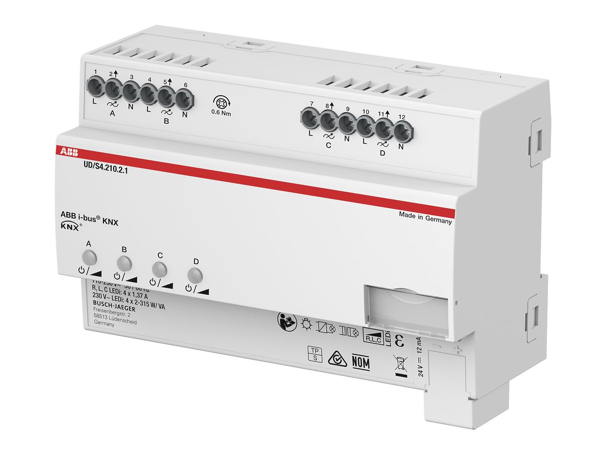 REG-Dimmaktor ABB KNX UD/S 4.315.2.1, 4×315W