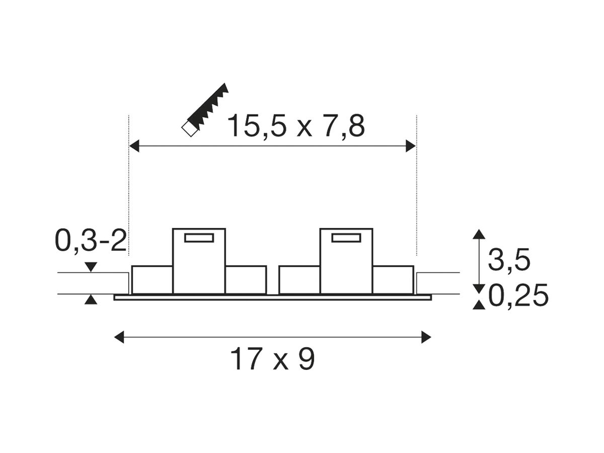 Leergehäuse SLV NEW TRIA Aluminium 170×90mm Aluminium 2×Spot