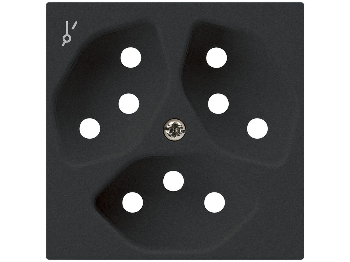 Frontplatte kallysto 3×T13/1 60×60 schwarz für Steckdose 3×T13/1