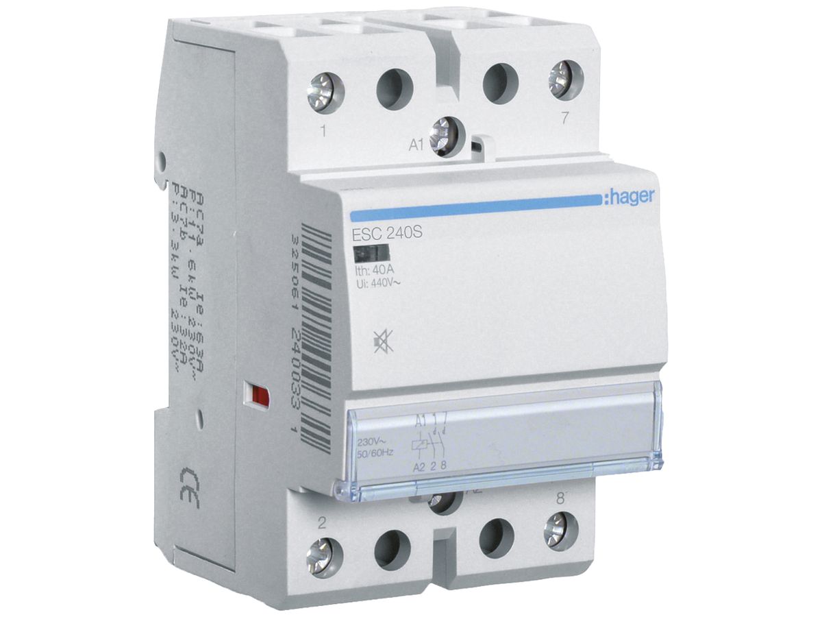 REG-Schütz Hager 230VAC 2 Schliesser 0 Öffner 40A brummfrei 3TE