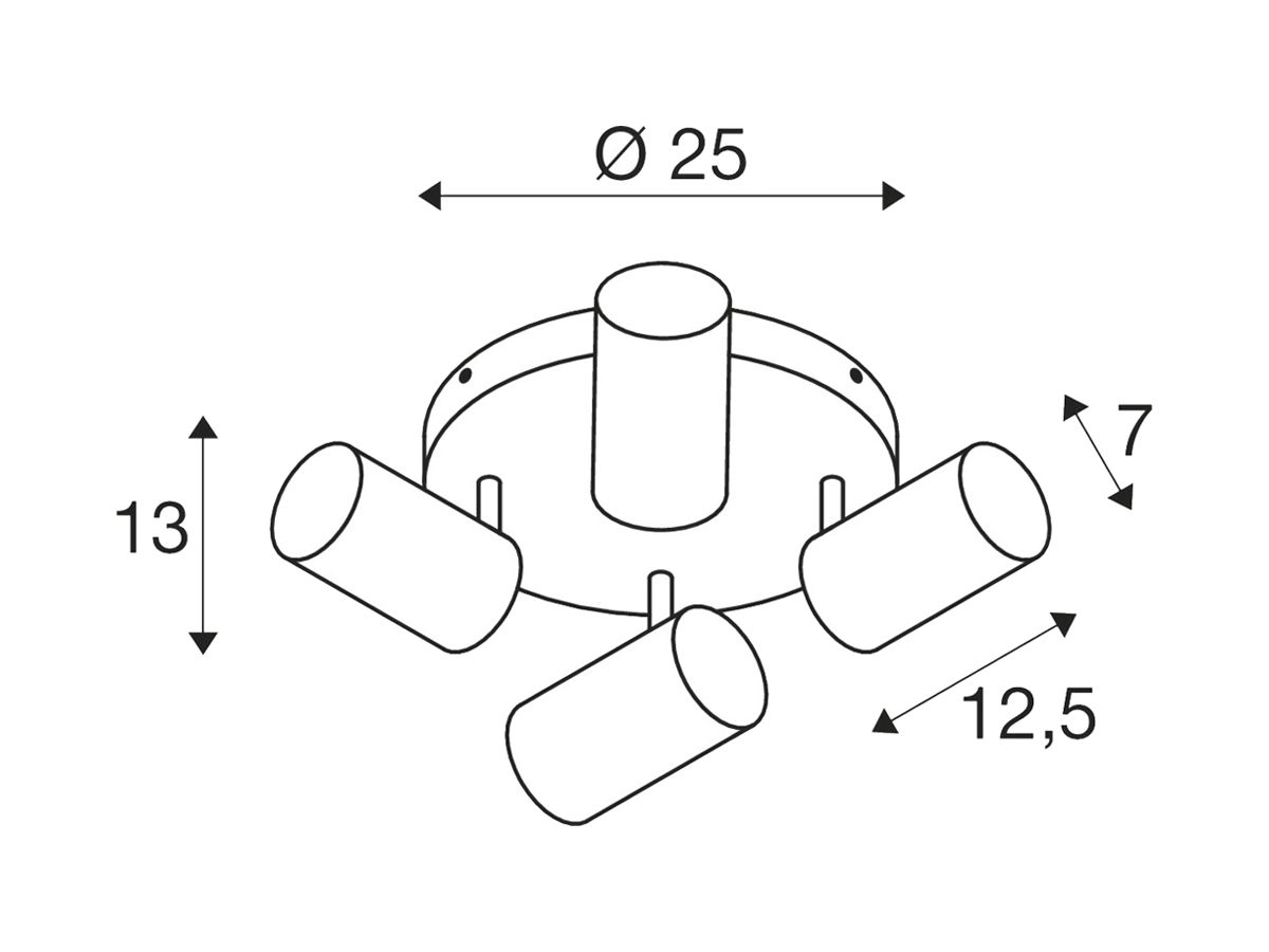 Spot SLV ASTO TUBE GU10 4×10W Ø70×125mm weiss