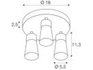 Spot SLV PURI 2.0 Cone CW GU10 3×6W DIM Ø180×113mm schwarz/gold