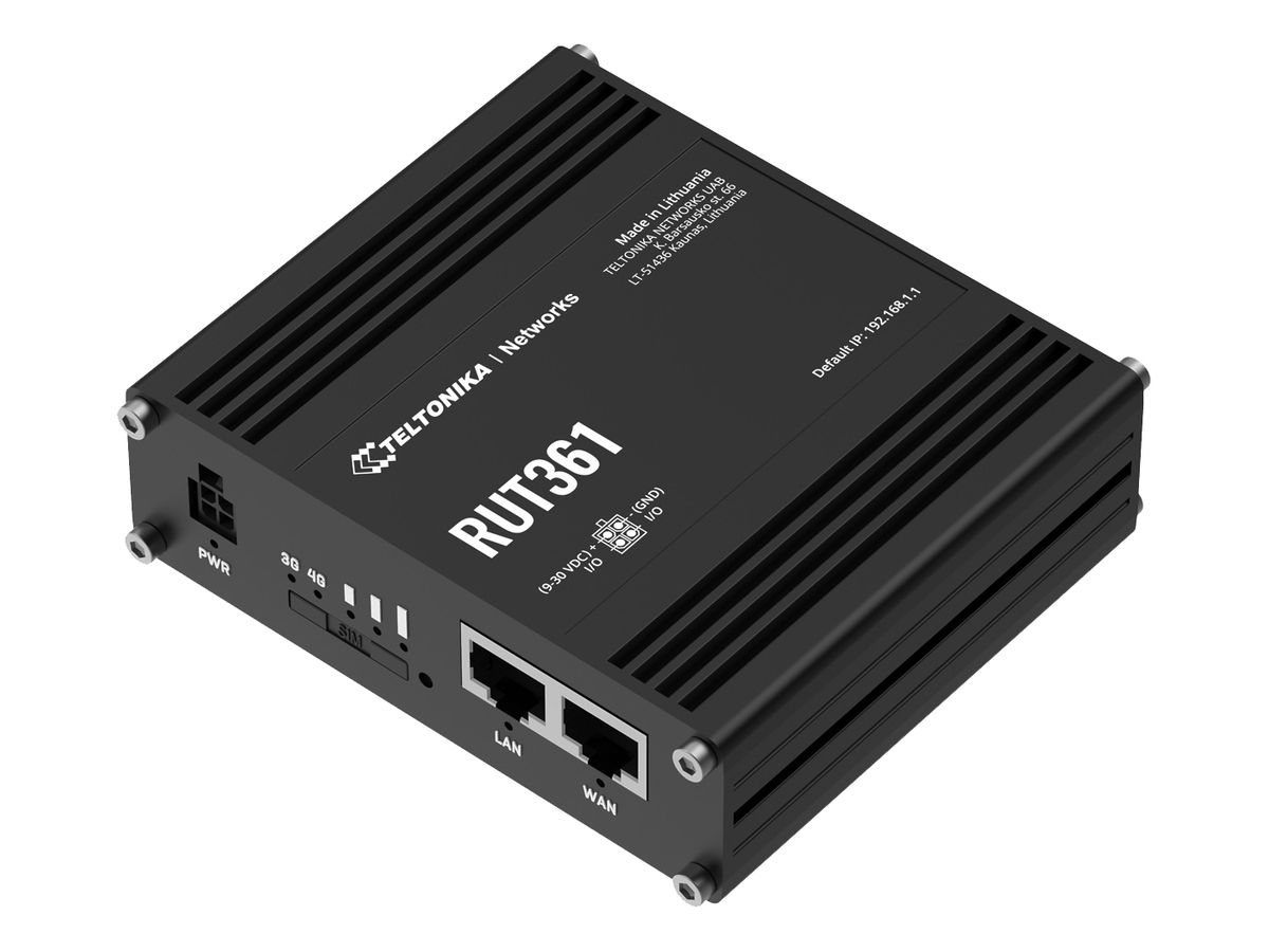 Router Teltonika RUT361 4G 1×WAN 1×LAN FE 2.4GHz VPN IP30