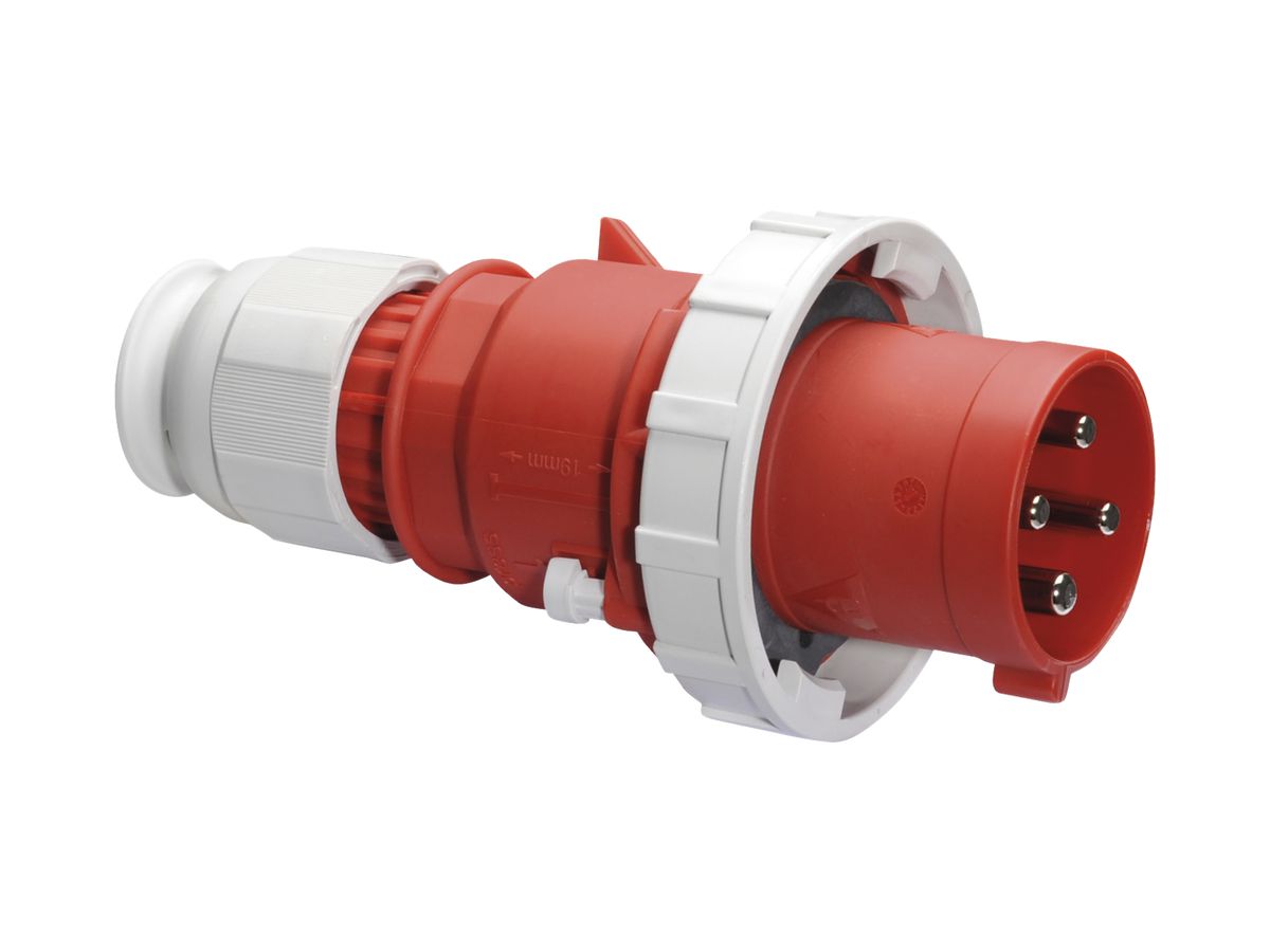 Stecker CEE Bals 4P 63A 400V 6h rot IP67 vernickelt SK, TE-Plus
