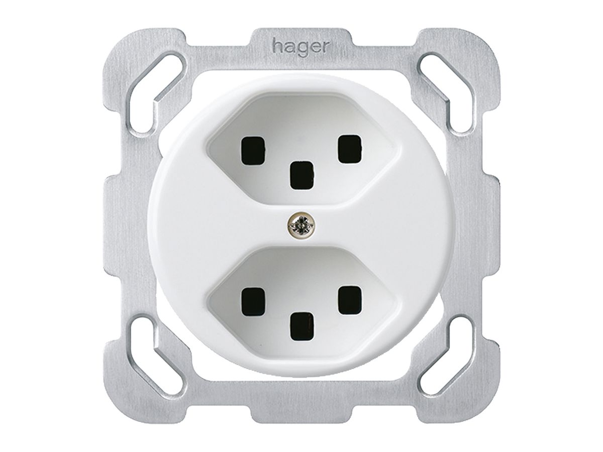 Einsatz zu UP-Steckdose basico 2×Typ 23 weiss mit Steckklemmen