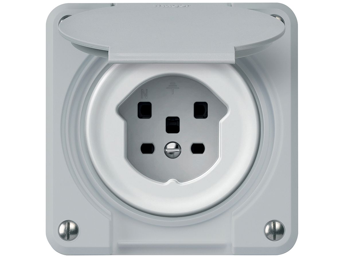 UP-Steckdose robusto 1×T25 16A 400V 86×86mm IP21 grau