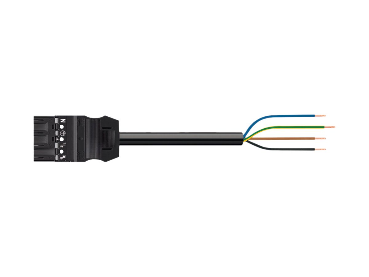 Anschlussleitung WAGO 4×1.5mm² Stecker-freies Ende 8m schwarz