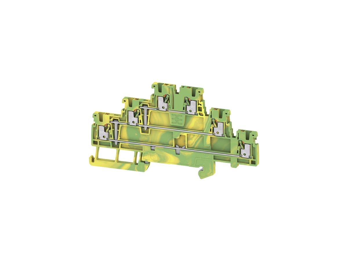 Durchgangs-Reihenklemme WM A3T 1.5 PE 1.5mm² PUSH IN 2×3 TH35 grün/gelb