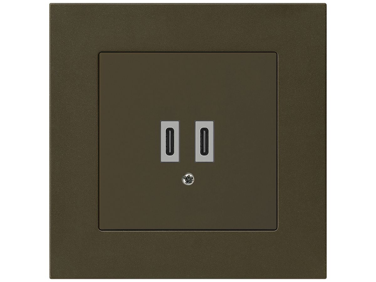 UP-USB-Ladesteckdose Hager kallysto.pro C-C 20W 5V 94×94mm braun
