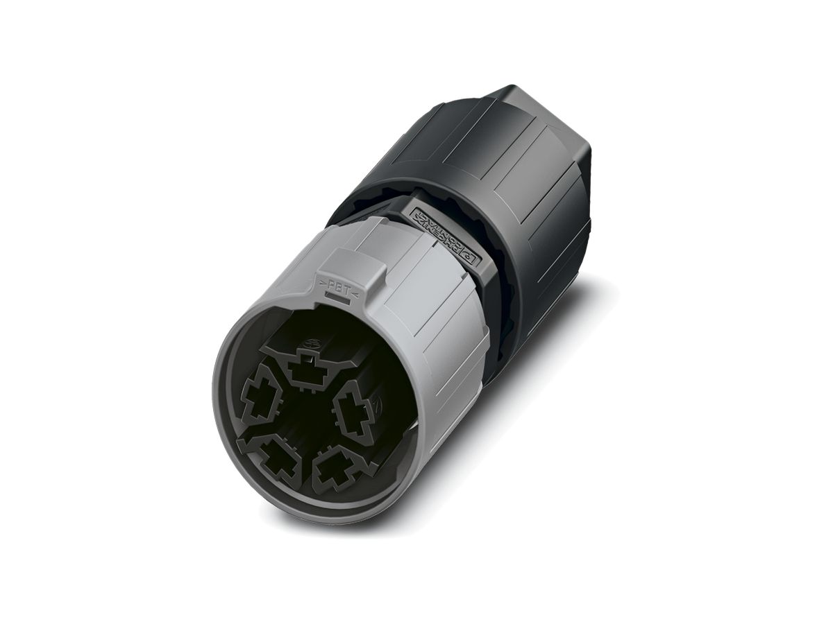 Steckverbinder QUICKON 4LPE 2.5mm² Ø9…16mm mit Mutter schwarz/grau