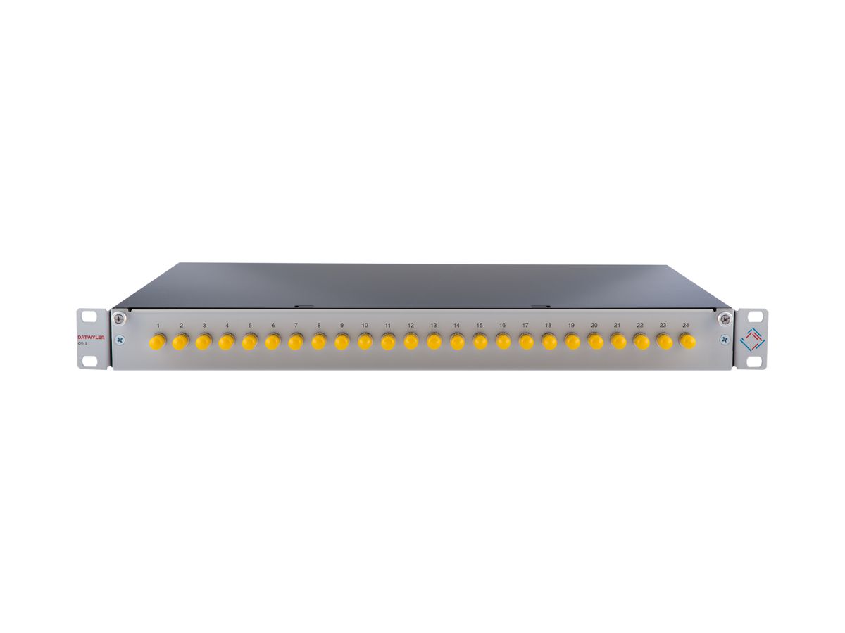 Spleissbox 19" Dätwyler 1HE 24×ST/PC 24×FP 2m, Metall