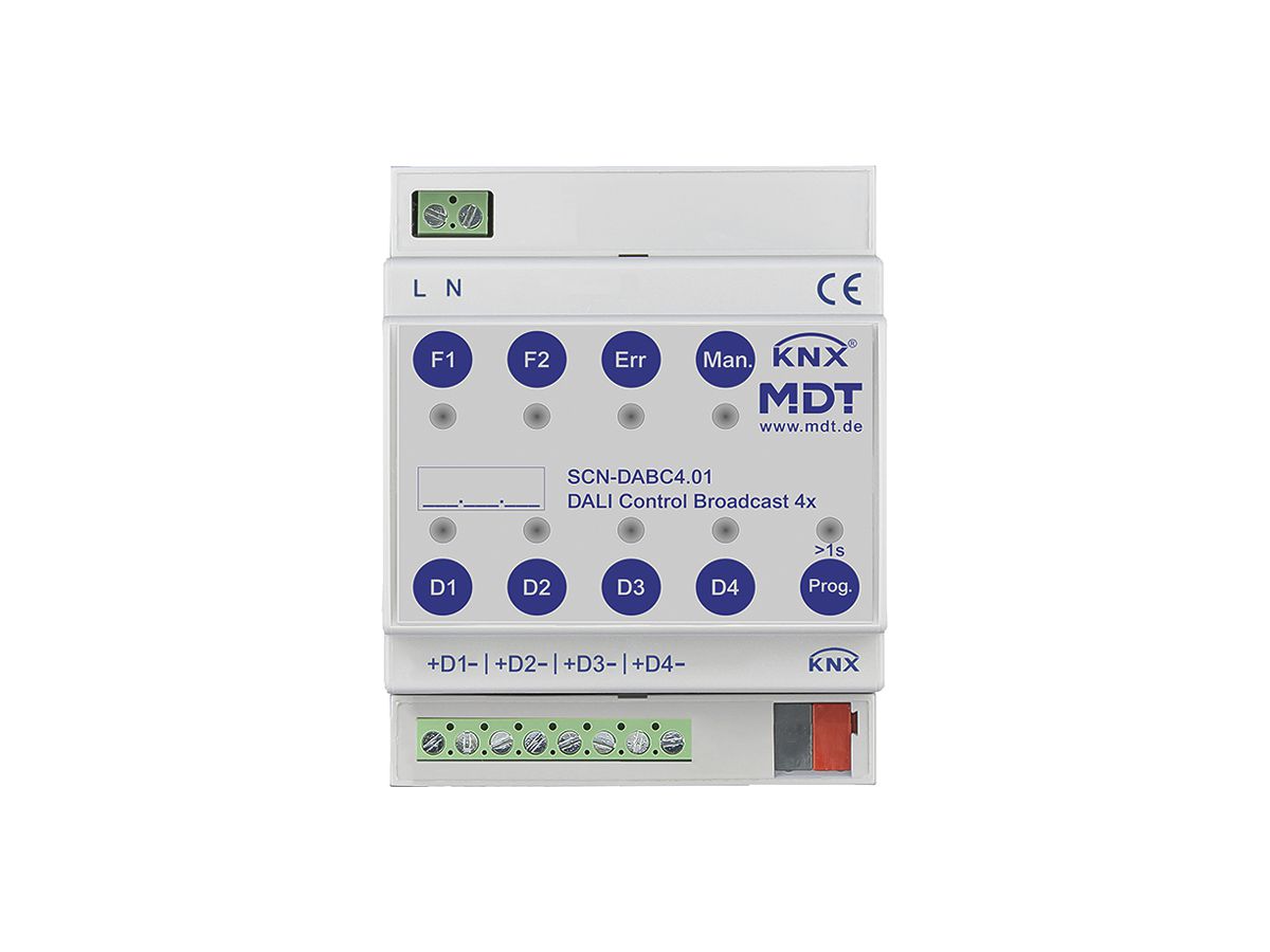 REG-Gateway KNX/DALI MDT SCN-DABC4.01 4-Kan 32TE/Kanal 110…240VUC 4TE