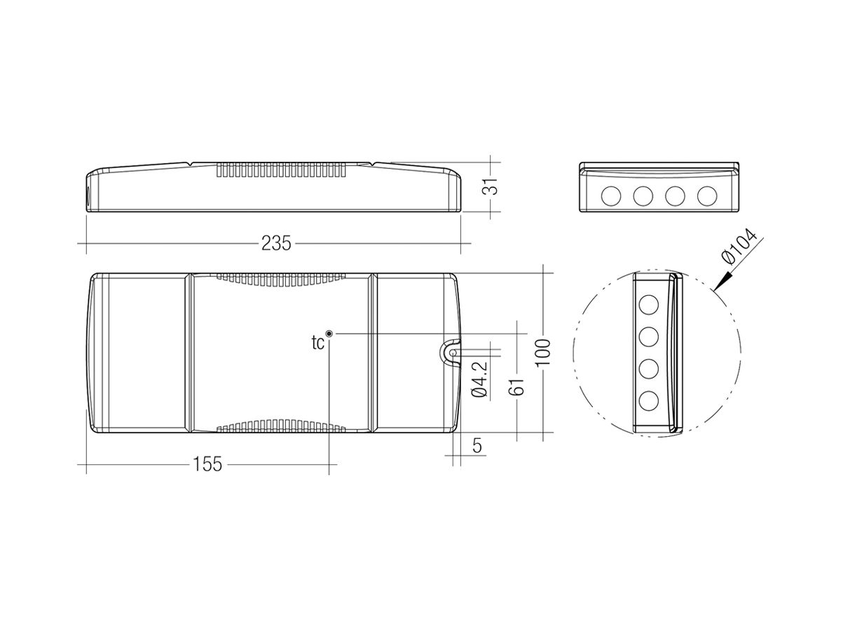 LED-Konverter Tridonic LC flexC SR EXC 1100…2100mA, 100W, 100×31×235mm
