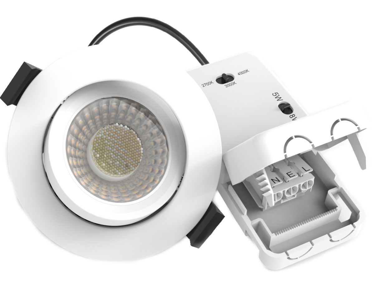 EB-LED Spot MILO 5W/8W ws 3CCT IP65 - 110lm/W,2700/3000/4000K,dimmbar 68-75mm