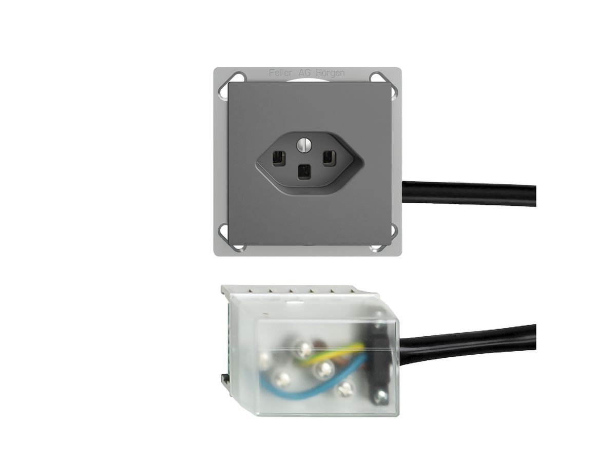 EB-Steckdose EDIZIOdue T23 L1 dunkelgrau für Flachkabel Powerbus