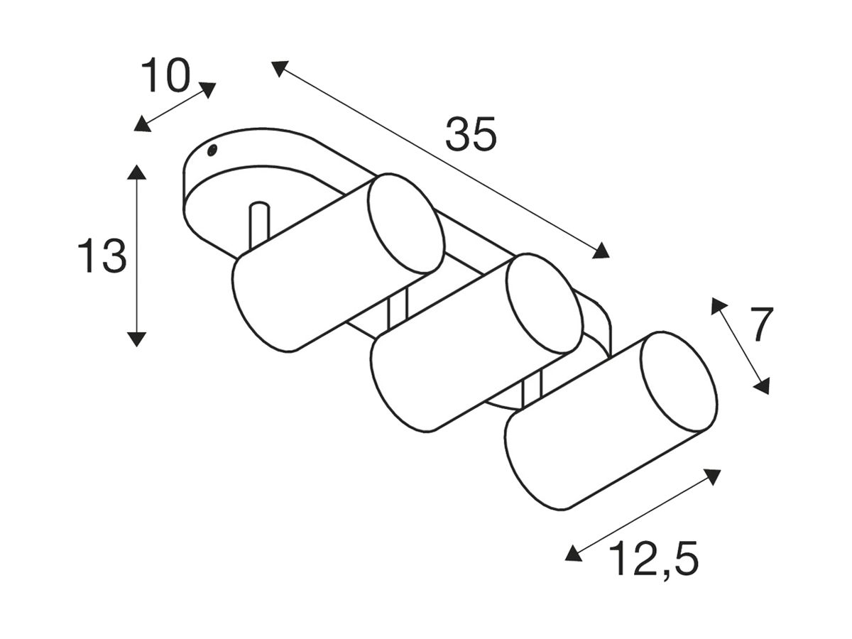 Spot SLV ASTO TUBE GU10 3×10W Ø70×125mm weiss