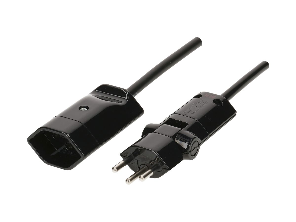 Verlängerungskabel MAX HAURI Td 3×1mm² 3m schwarz 180° Stecker Clip-Clap T12/13