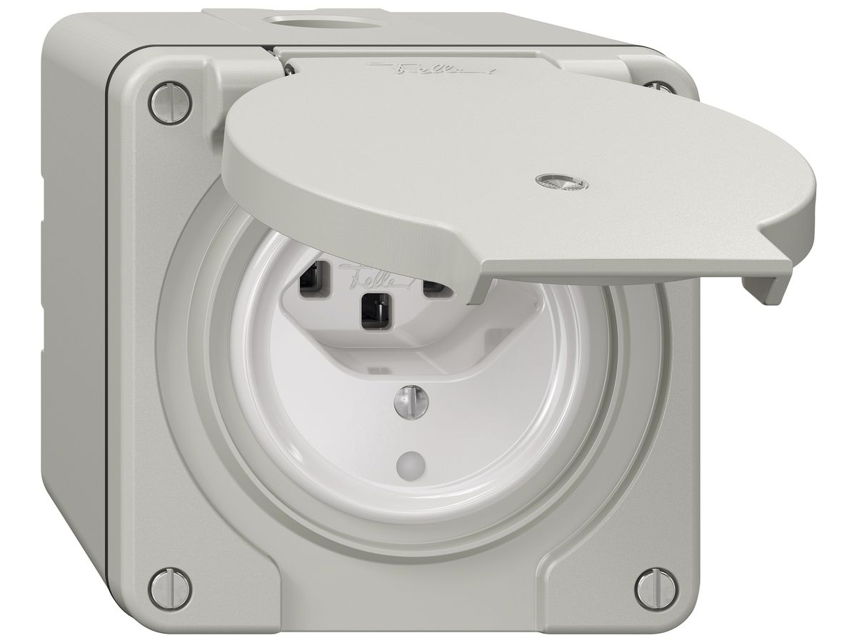 AP-Steckdose NEVO SNAPFIX® 1×T23 16A 250V beleuchtet 87×87×70mm IP21 lgu