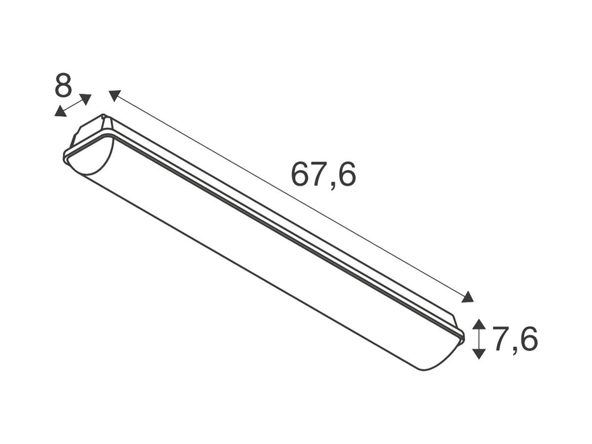 LED-Feuchtraumleuchte SLV WATERPROOF V 9/18W 2010lm 830/840 IP66 0.6m grau