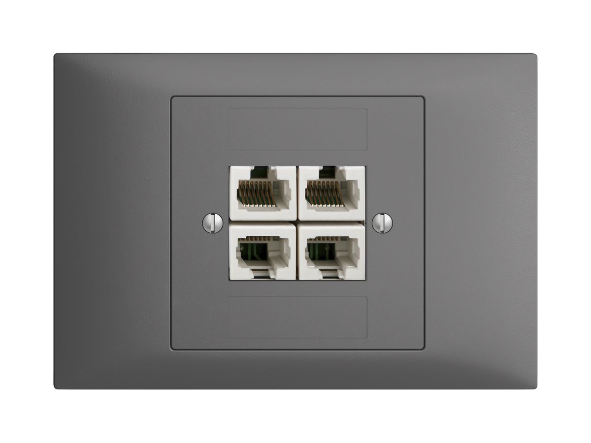 EB-Dose 4×RJ45/u 4P getr. EDIZIOdue dunkelgrau, ITplus