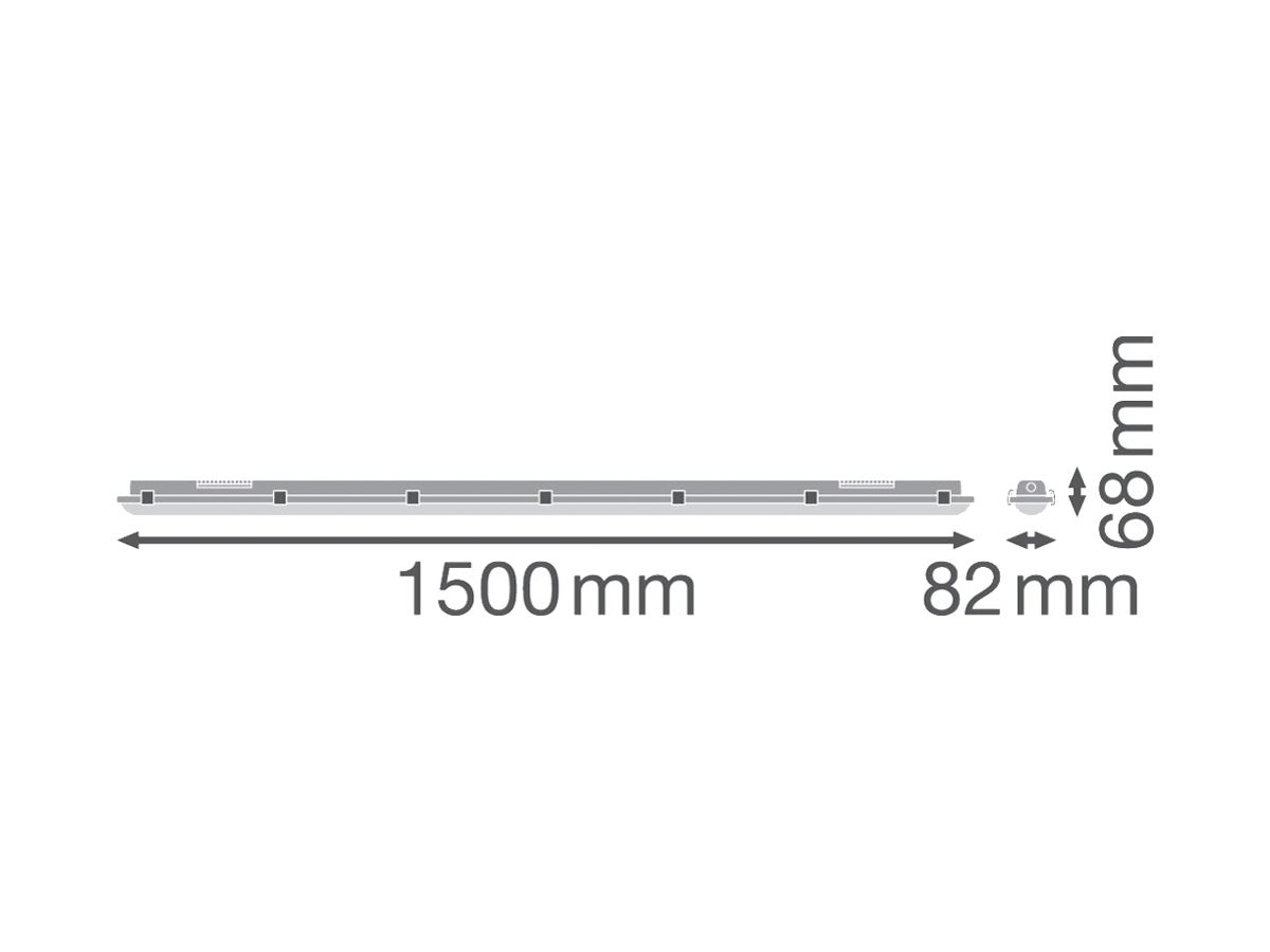 LED-Feuchtraumleuchte LEDVANCE DP 1500 58W 8000lm 840 IP65 1.5m grau