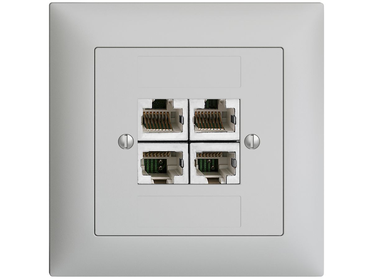 UP-Dose 4×RJ45/s 4P getr. EDIZIOdue hellgrau ITplus