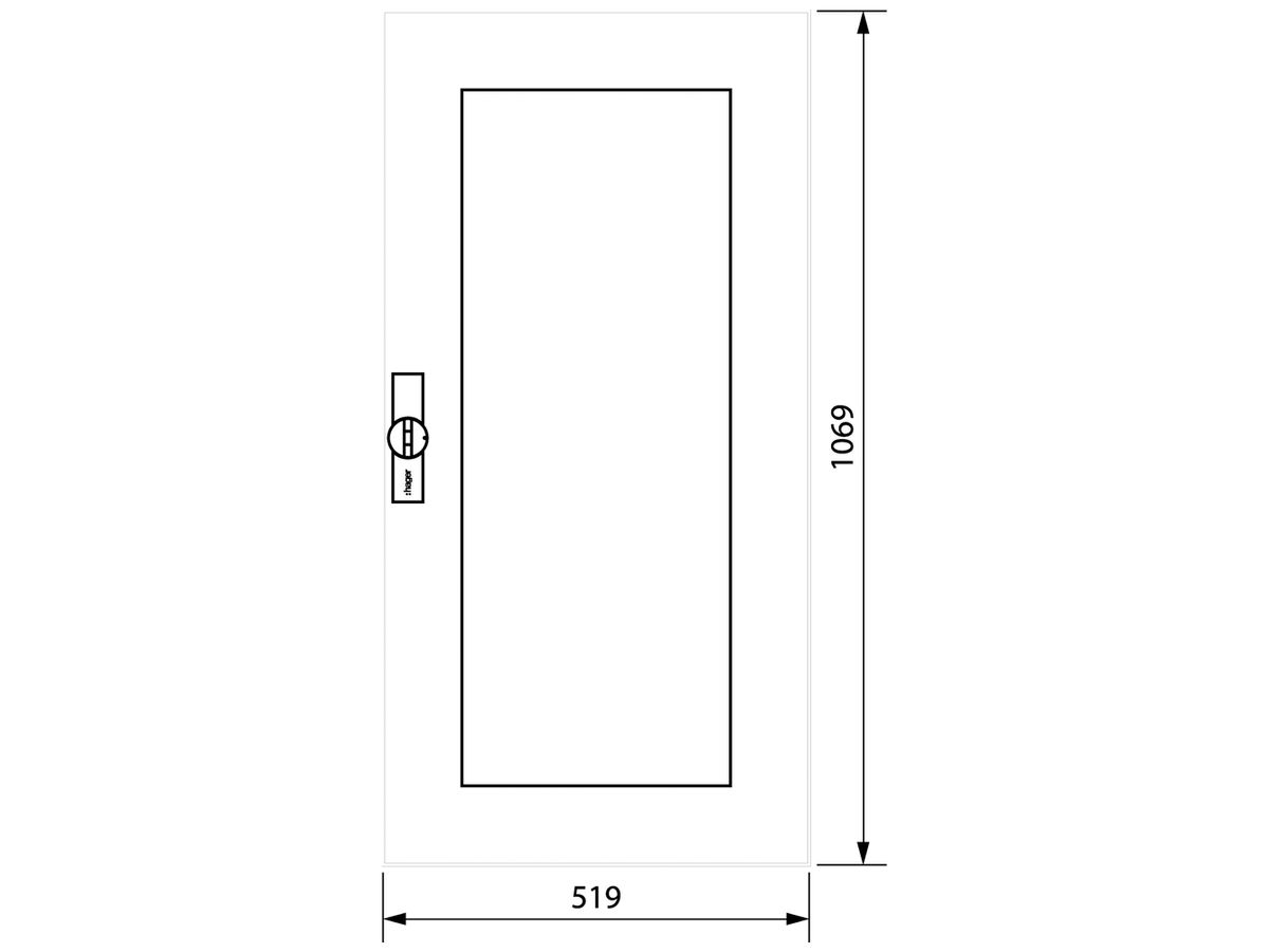 Klarsichttür rechts Hager univers für Wandschrank FP72 1100×550mm