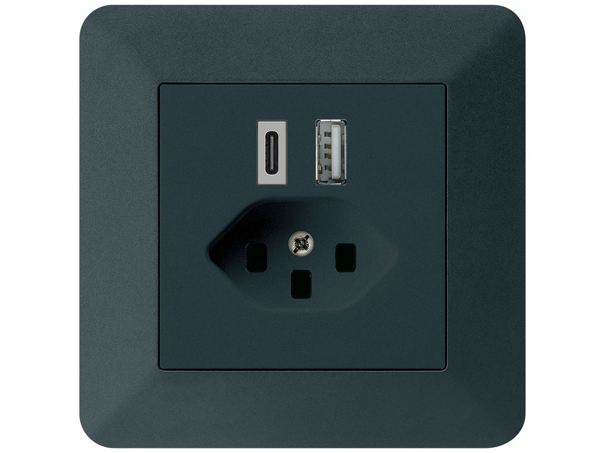 UP-USB-Ladesteckdose kallysto.trend 18W PD 1×Typ A 1×Typ C T23 schwarz