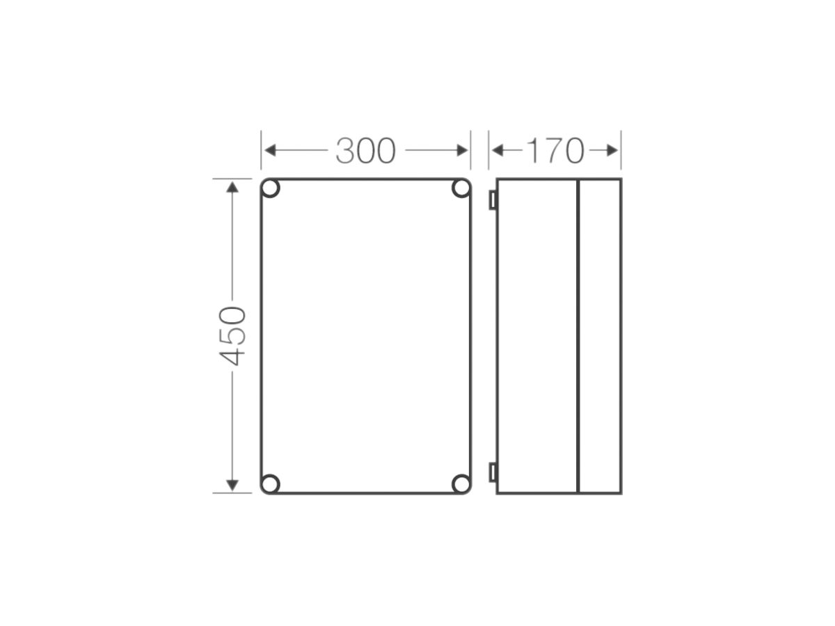 Apparategehäuse Hensel K 0300 grau leer mit transparenter Deckel 300×450×170mm
