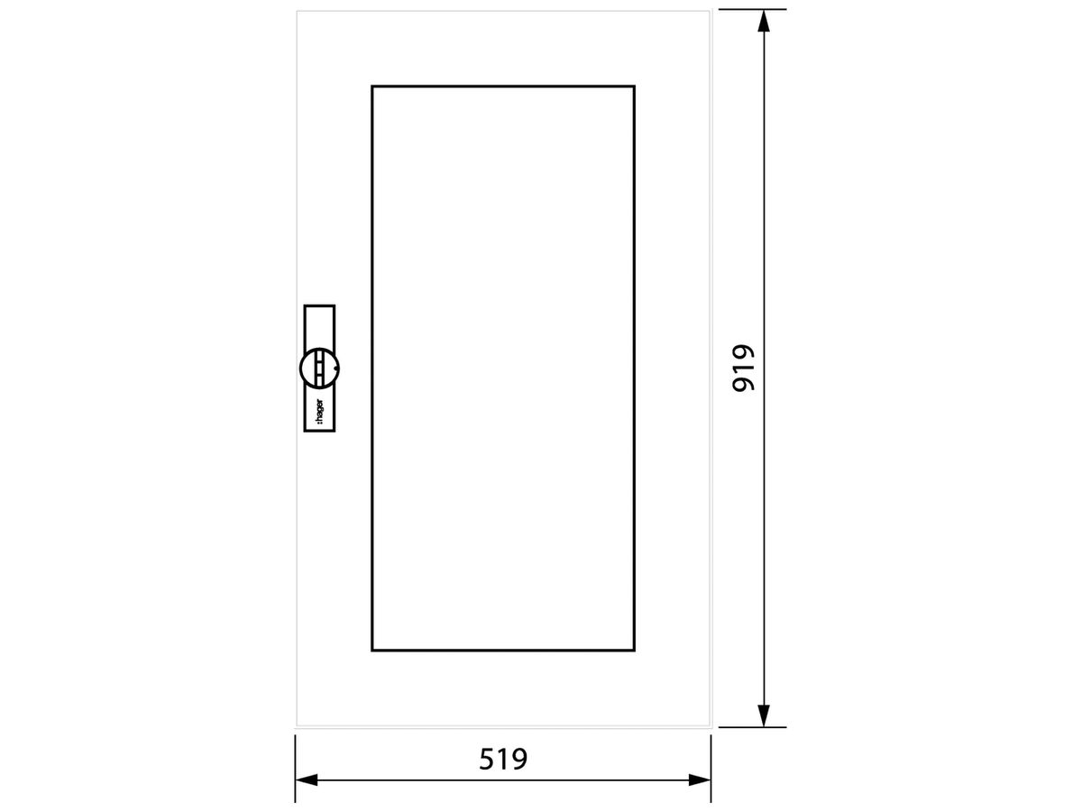 Klarsichttür rechts Hager univers für Wandschrank FP62 950×550mm