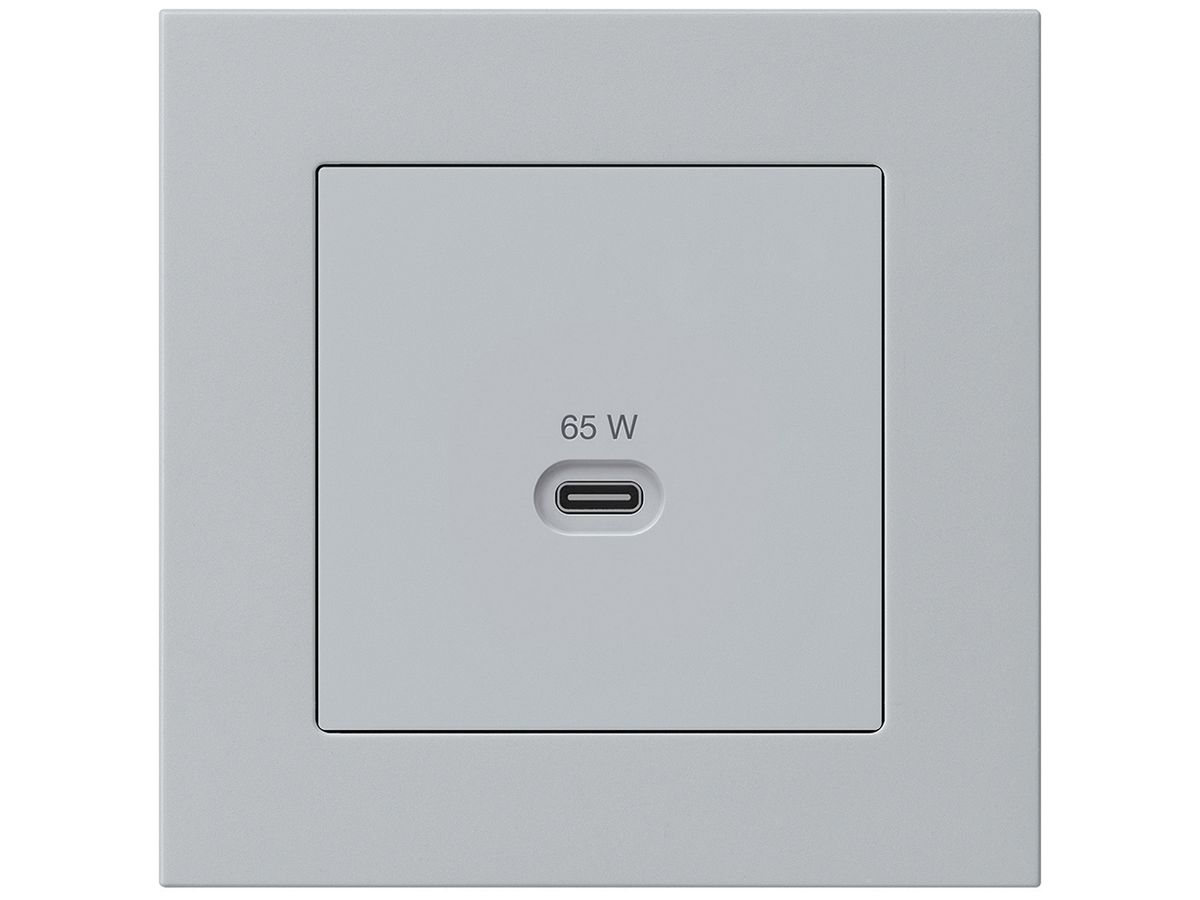 UP-USB-Ladesteckdose Hager kallysto.pro Typ C 65W 3250mA hellgrau