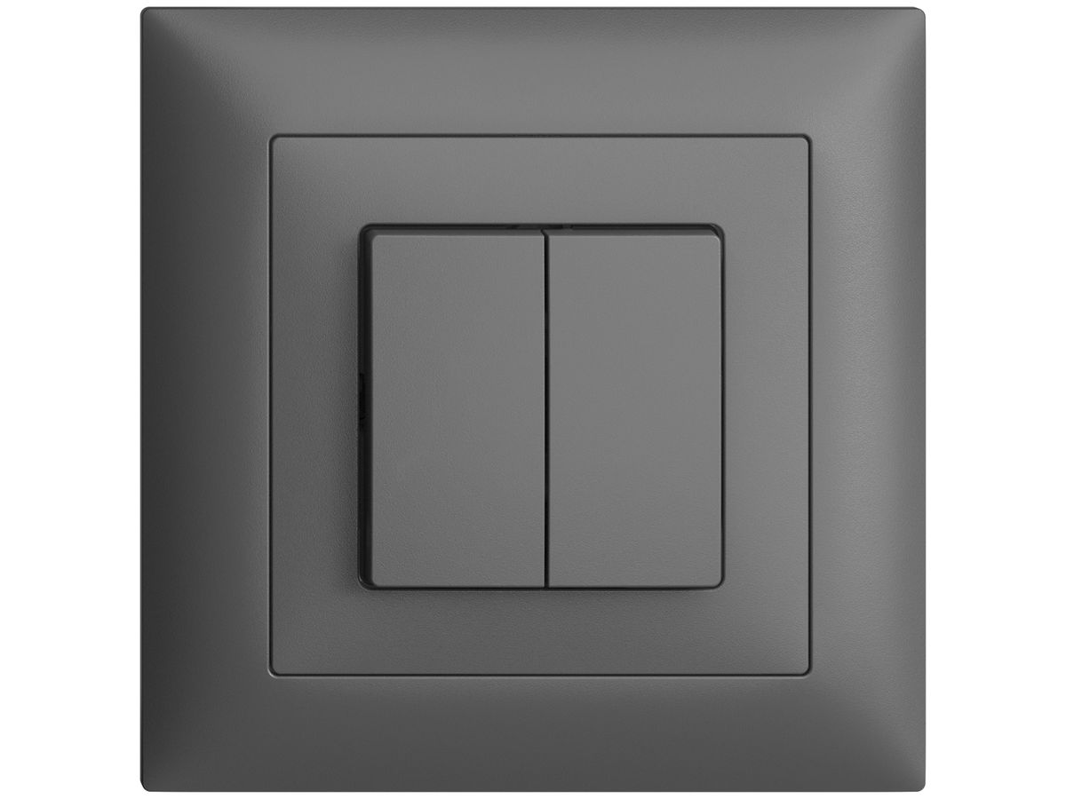 UP-Frontset EDIZIOdue dunkelgrau 88×88mm Druckknopf 2-fach
