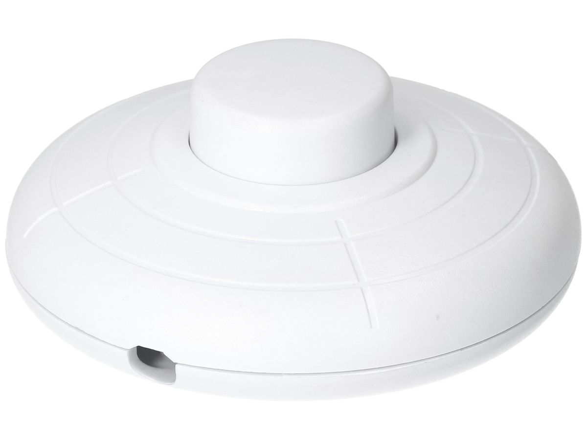 Fuss-Druckschalter MAX HAURI 230V 2A 1L Ø70×30mm weiss