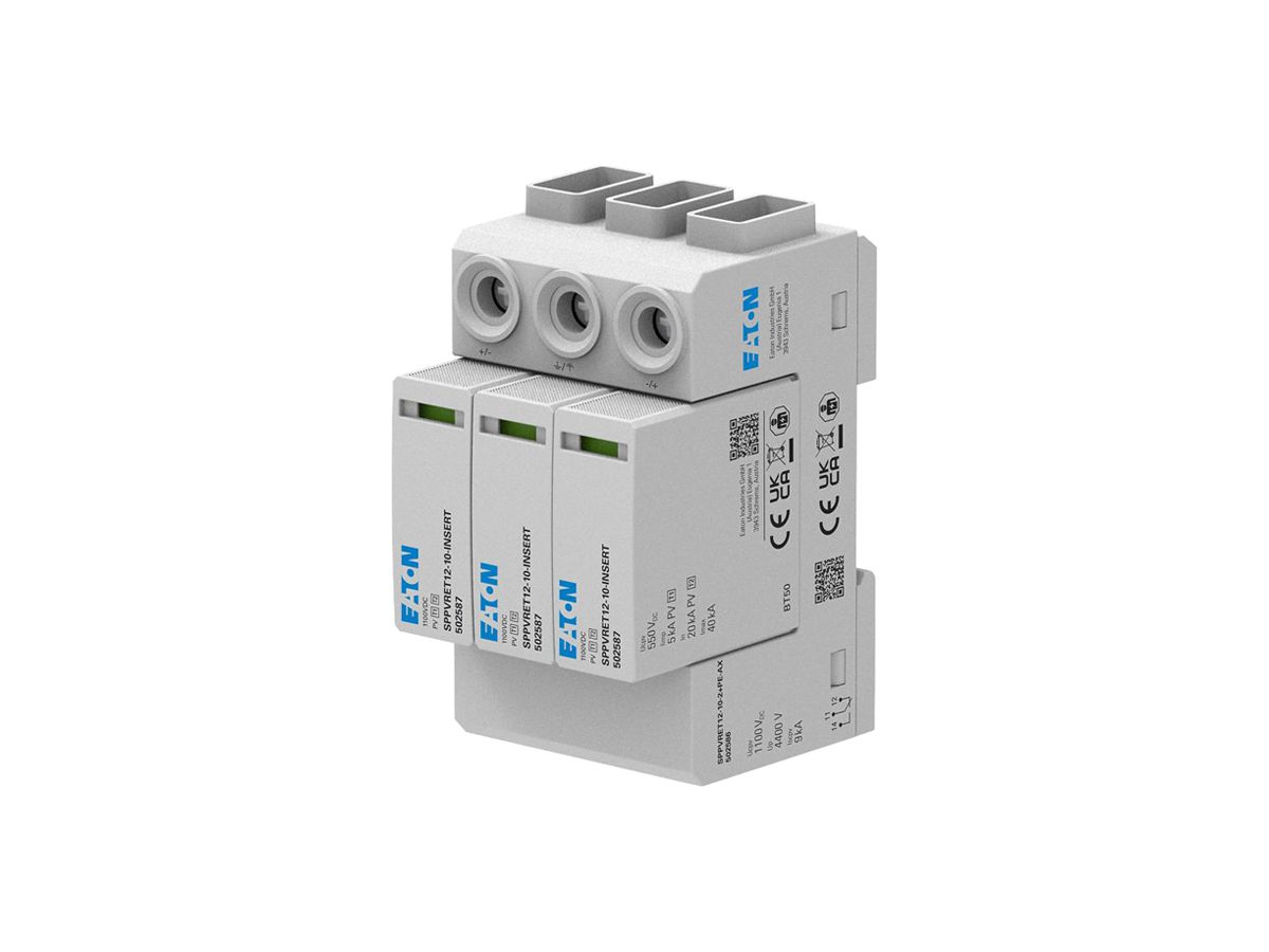 Überspannungsableiter Eaton SPPVRET12-10-2+PE 1000VDC 5kA 4.4kV 3TE