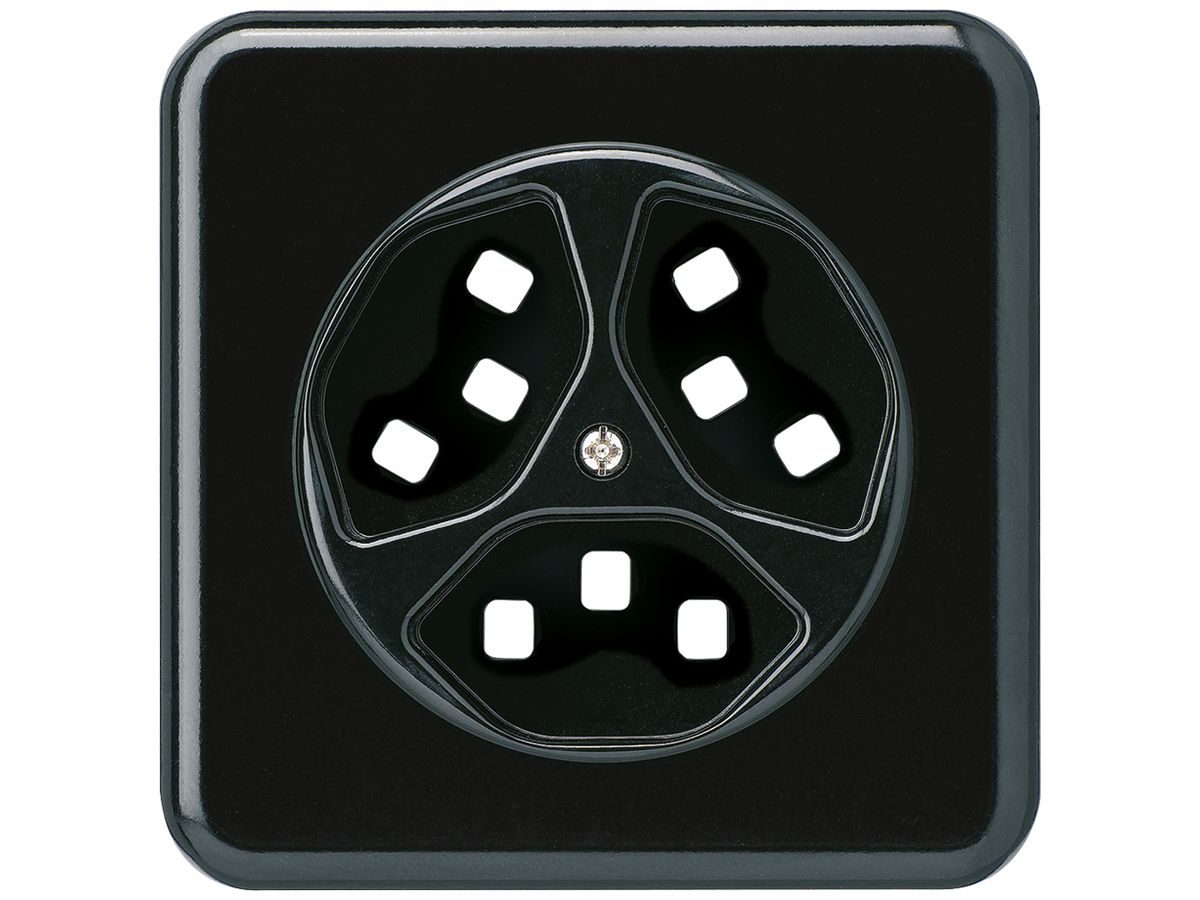 UP-Frontset zu Steckdose Hager basico 3×Typ 23 G schwarz