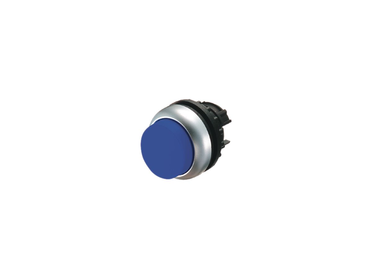 Leucht-Drucktaste ETN RMQ hoch blau, rastend, Ring verchromt