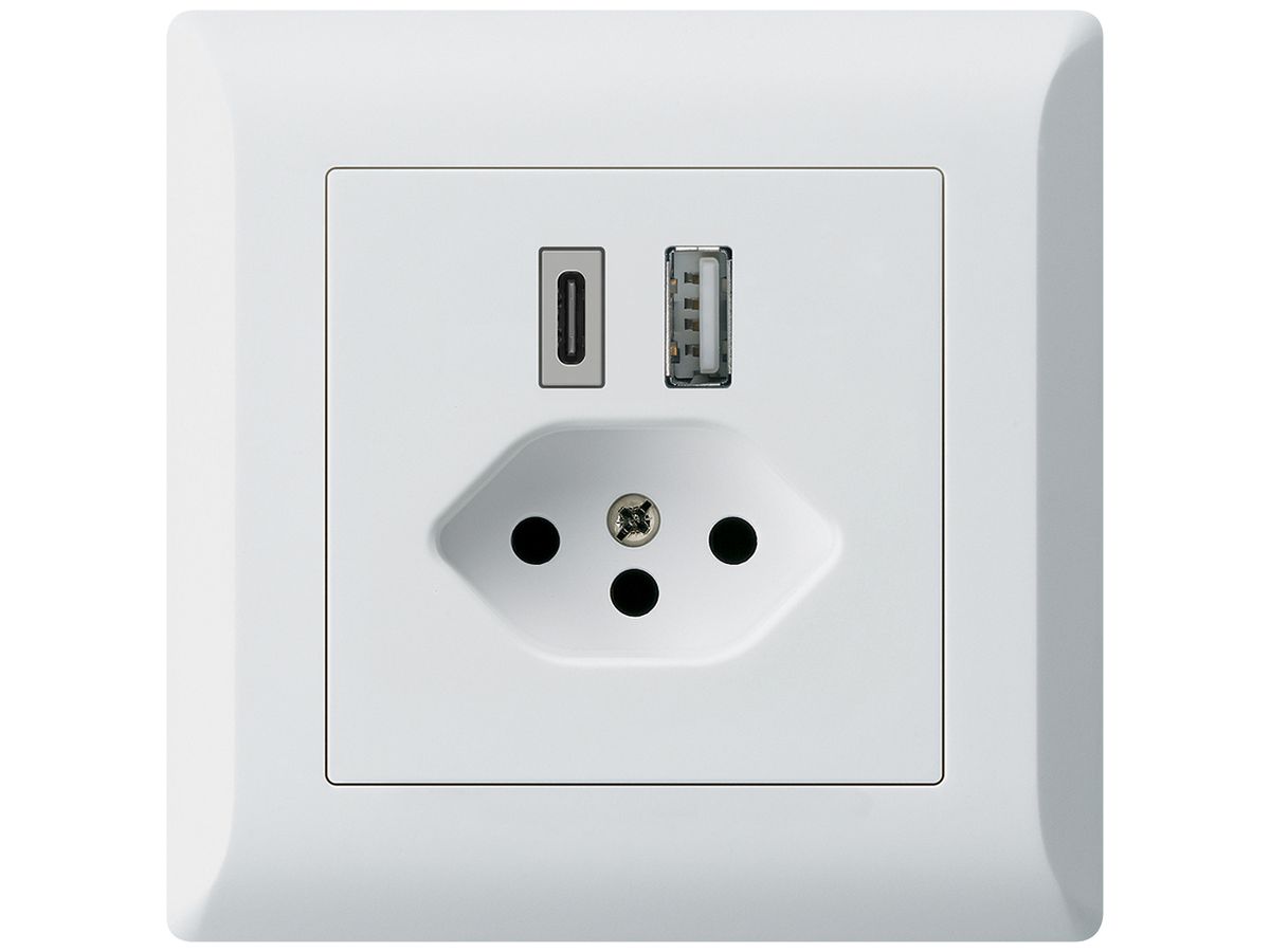 UP-USB-Ladesteckdose kallysto.line 18W PD 1×Typ A 1×Typ C T13 weiss
