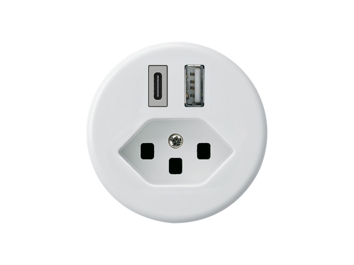 USB-Ladesteckdose basico 18W PD 1×Typ A 1×Typ C Typ 23 weiss